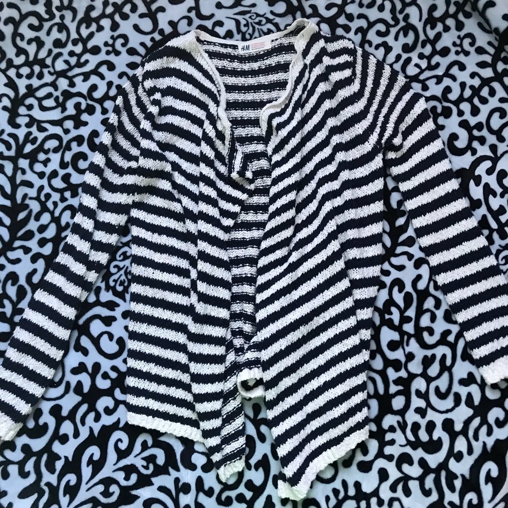 H&M Navy Blue and White tripes Cardigan